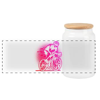Road Bike Vibes for Road Bike - Panoramic Cookie Jar with Wooden Lid - white - Front