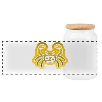 Cancer, signe astrologique et astrologie - Boîte à biscuits avec couvercle en bois - blanc - Devant