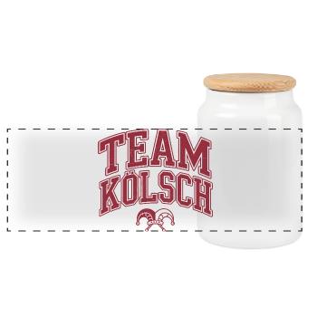 Team Kölsch - Karneval Kostüm - Panorama Keksdose mit Holzdeckel - Weiß - Vorne