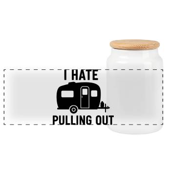 I Hate Pulling Out Trailer Design - Panorama Keksdose mit Holzdeckel - Weiß - Vorne