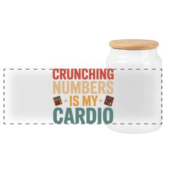 Number Nerd Cardio Humor - Panoramic Cookie Jar with Wooden Lid - white - Front