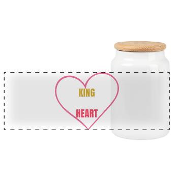 King of Her Heart romantisches Paar-T-Shirt-Design - Panorama Keksdose mit Holzdeckel - Weiß - Vorne