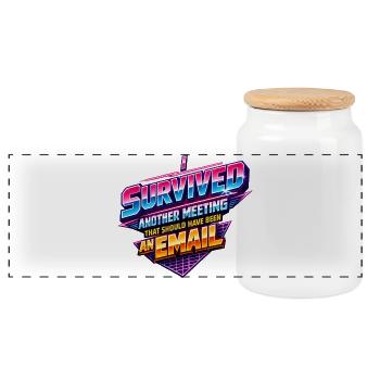 Büro Email Spruch 80s Retro - Panorama Keksdose mit Holzdeckel - Weiß - Vorne