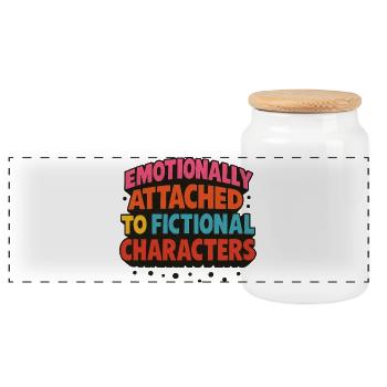 Emotionally Attached to Fictional Characters - Panoramic Cookie Jar with Wooden Lid - white - Front