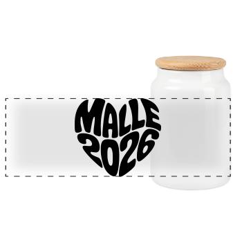 Malle 2026 - Panoramic Cookie Jar with Wooden Lid - white - Front