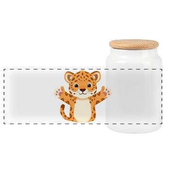 Bébé Jaguar - Boîte à biscuits avec couvercle en bois - blanc - Devant