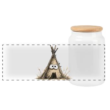 Funny teepee tent with eyes - Panoramic Cookie Jar with Wooden Lid - white - Front