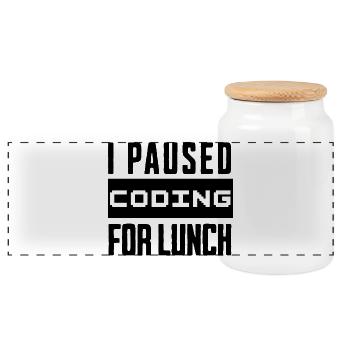 Nerd Coding , I Paused Coding for Lunch - Panorama Keksdose mit Holzdeckel - Weiß - Vorne
