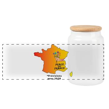 Peace_and_France_contour_meteo - Panoramic Cookie Jar with Wooden Lid - white - Front