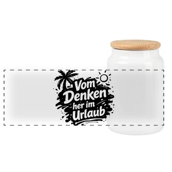 Penser en vacances - Boîte à biscuits avec couvercle en bois - blanc - Devant