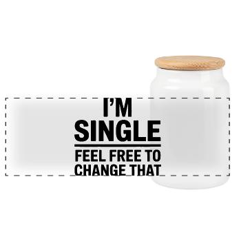 Single Sprüche Singles Lustiges Single Geschenk - Panorama Keksdose mit Holzdeckel - Weiß - Vorne