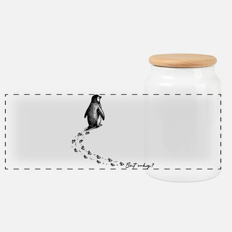 Pinguin But why Antarktis Berg Meme Backprint - Panorama Keksdose mit Holzdeckel - Weiß