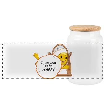 I_just_want_to_be_happy - Boîte à biscuits avec couvercle en bois - blanc - Devant