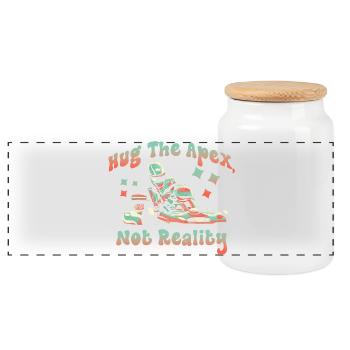 Hug The Apex Not Reality - Panoramic Cookie Jar with Wooden Lid - white - Front