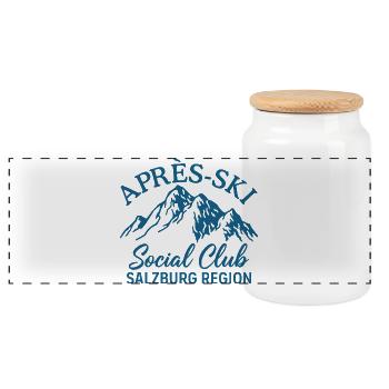 Après Ski Social Club Salzburg Region - Panoramic Cookie Jar with Wooden Lid - white - Front
