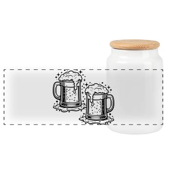 Bierglas Bier Saufen - Panorama Keksdose mit Holzdeckel - Weiß - Vorne