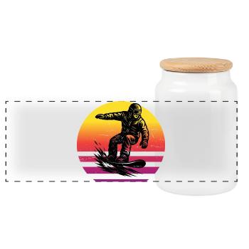 Ein Motiv nur für Snowboard - Panorama Keksdose mit Holzdeckel - Weiß - Vorne