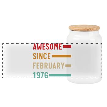 Cadeau d’anniversaire rétro vintage de février 1976 - Boîte à biscuits avec couvercle en bois - blanc - Devant