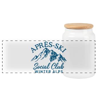 Après Ski Social Club Winter Alps - Panoramic Cookie Jar with Wooden Lid - white - Front