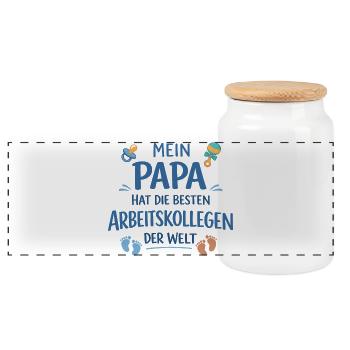 Mon père a le cadeau bébé de mon meilleur collègue - Boîte à biscuits avec couvercle en bois - blanc - Devant
