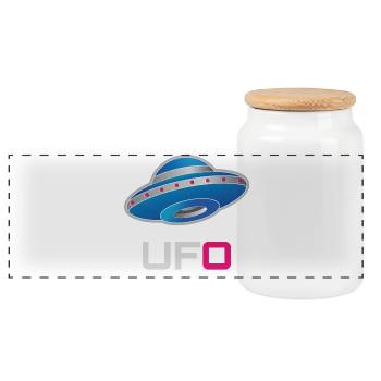 OVNI Futuriste Neon - Boîte à biscuits avec couvercle en bois - blanc - Devant