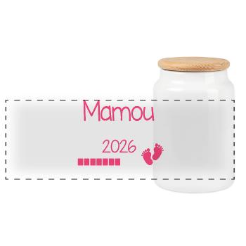 Mamou in 2026 Gift to Future Granny - Panoramic Cookie Jar with Wooden Lid - white - Front
