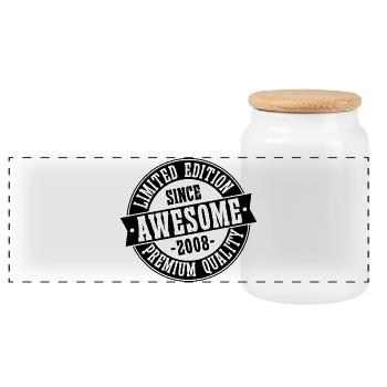 2008 Vintage Vintage 18th Birthday Gift - Panoramic Cookie Jar with Wooden Lid - white - Front