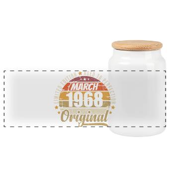 58. Anniversary 58 Years Limited Edition March 1968 - Panoramic Cookie Jar with Wooden Lid - white - Front