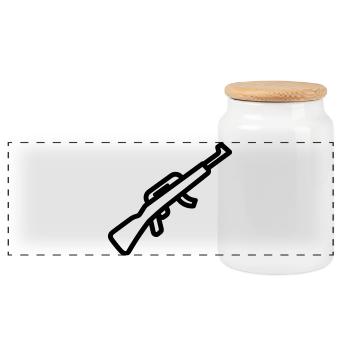 Submachine gun - Panoramic Cookie Jar with Wooden Lid - white - Front