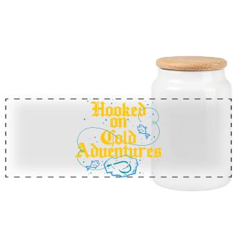 La pêche sur glace accrochée à des aventures froides - Boîte à biscuits avec couvercle en bois - blanc - Devant