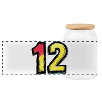 12 Nombre coloré - Boîte à biscuits avec couvercle en bois - blanc - Devant