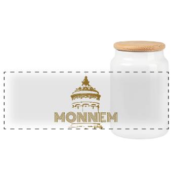 Monnem Water Tower Design – Mannheim Heimat Stolz - Panoramic Cookie Jar with Wooden Lid - white - Front