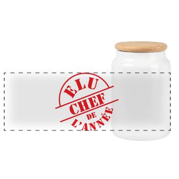 cuisine élu chef année - Boîte à biscuits avec couvercle en bois - blanc - Devant