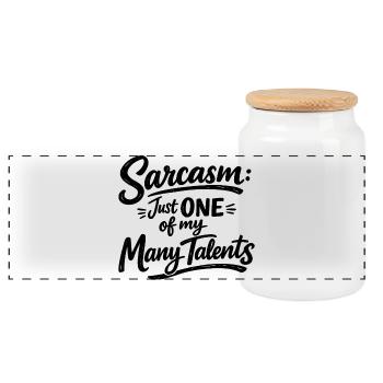 Le sarcasme n’est qu’un de mes nombreux talents Déclaration - Boîte à biscuits avec couvercle en bois - blanc - Devant