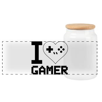 J’adore Gamer - Boîte à biscuits avec couvercle en bois - blanc - Devant