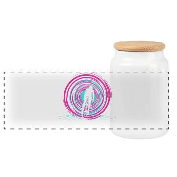 Flow State Cyclist Neon Route - Panoramic Cookie Jar with Wooden Lid - white - Front