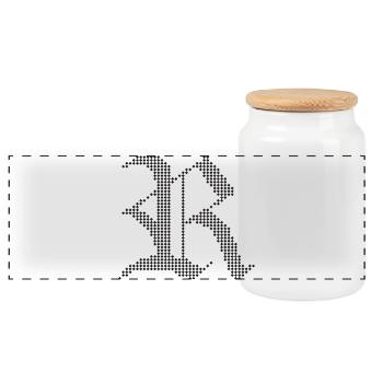 Conception typographique de lettres gothiques R - Boîte à biscuits avec couvercle en bois - blanc - Devant