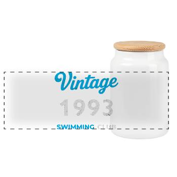 Vintage 1993 – Année de naissance rétro du club de natation - Boîte à biscuits avec couvercle en bois - blanc - Devant