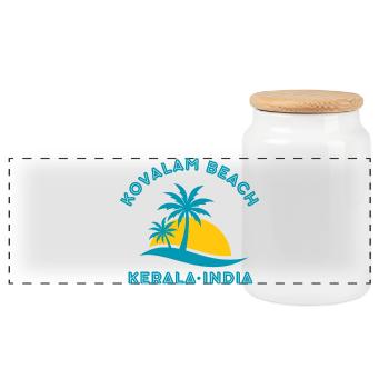 Kovalam Beach Kerala Sonnenuntergang - Panorama Keksdose mit Holzdeckel - Weiß - Vorne