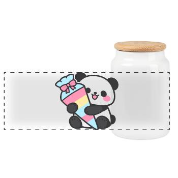 1st Grade Panda School Enrollment Gift 2026 - Panoramic Cookie Jar with Wooden Lid - white - Front