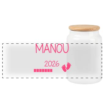 Manou en 2026 Cadeau Annonce Future Grand-Mère - Boîte à biscuits avec couvercle en bois - blanc - Devant