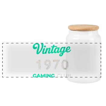 Vintage 1970 – Année de naissance rétro du Gaming Club - Boîte à biscuits avec couvercle en bois - blanc - Devant