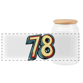 78 Number Colorful - Panoramic Cookie Jar with Wooden Lid - white - Front