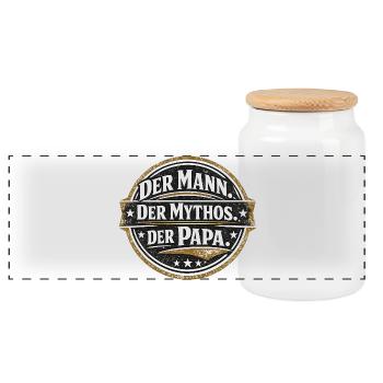 Der Mann Der Mythos Der Papa Geschenk - Panorama Keksdose mit Holzdeckel - Weiß - Vorne