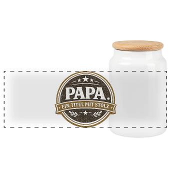 Dad Title with Pride Gift Vintage - Panoramic Cookie Jar with Wooden Lid - white - Front