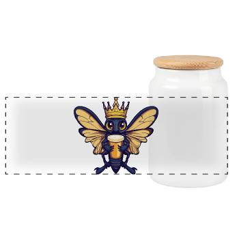 Dragonfly Beer King - Panoramic Cookie Jar with Wooden Lid - white - Front
