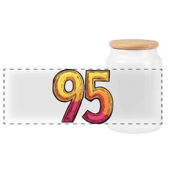 95 Number Colorful - Panoramic Cookie Jar with Wooden Lid - white - Front