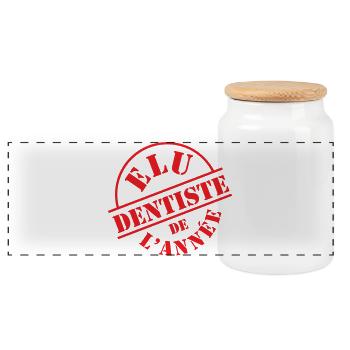 Tampon Élu Dentiste de l'Année - Boîte à biscuits avec couvercle en bois - blanc - Devant