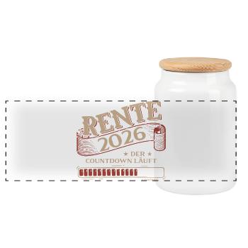 Pension 2026 Gift Man Pensioner Retirement Funny - Panoramic Cookie Jar with Wooden Lid - white - Front