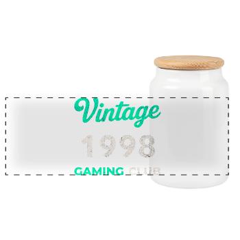 Vintage 1998 – Année de naissance rétro du Gaming Club - Boîte à biscuits avec couvercle en bois - blanc - Devant